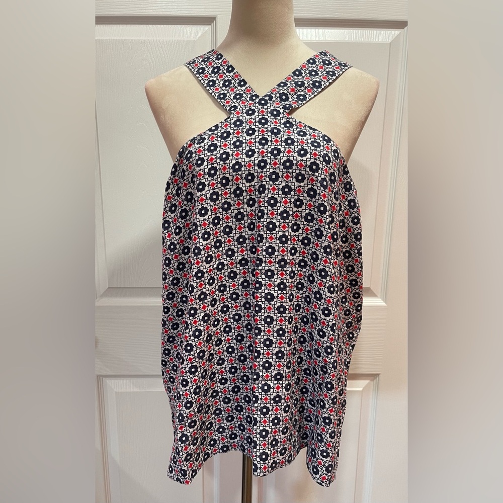 Ann Taylor Navy and Red Floral Top
